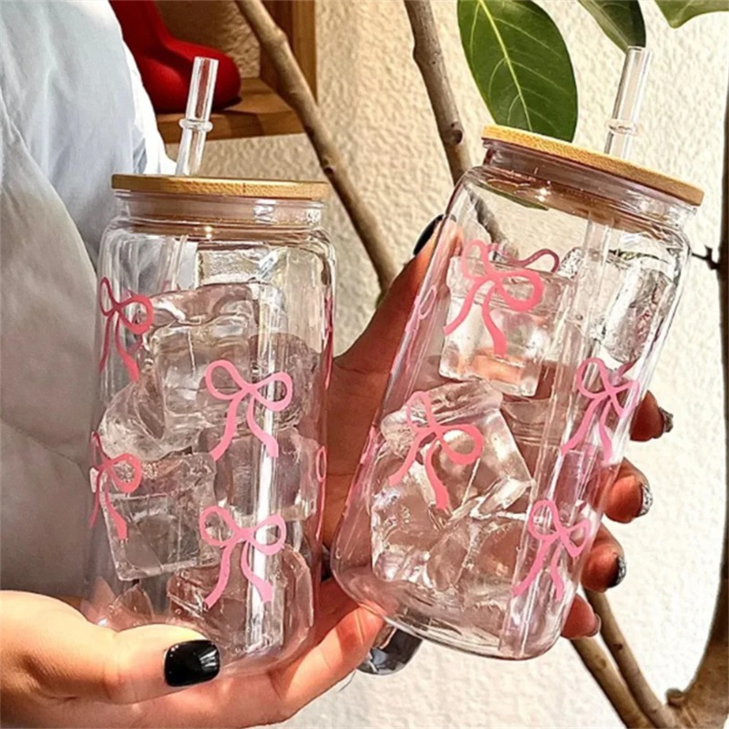 Bean Hopper Lid - 1pc Gelas Cantik Berbentuk Pita 500ml