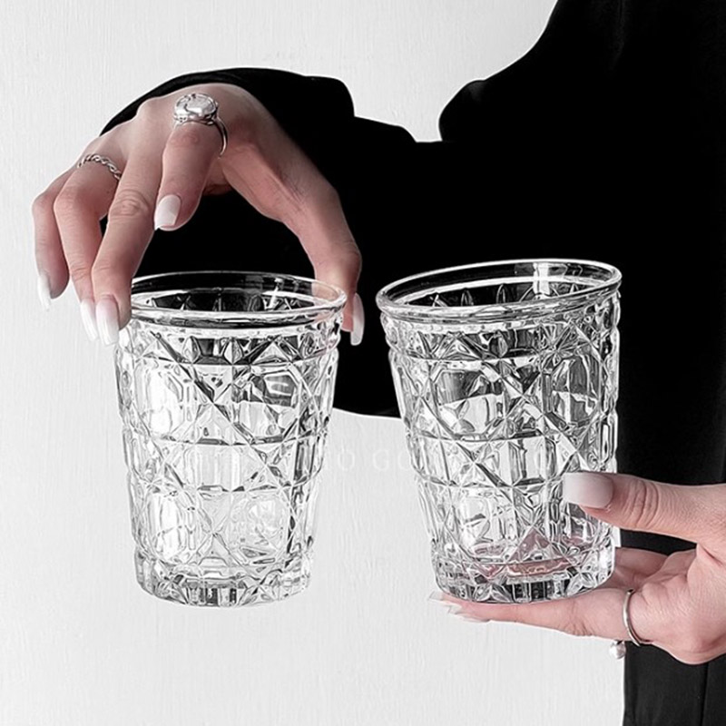 Espresso Shot Glass - 2 buah 310ml antik berlian bermotif